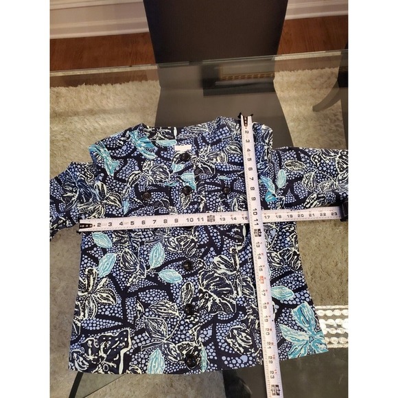 Character Club Womens Blue Floral Cotton Long Sleeve Button Down Jacket Sz Large - Picture 10 of 11